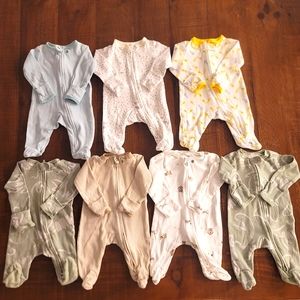 ⭐Newborn Caters Baby Boy Bundle Set of 7  2-Way Zip Cotton Sleep & Play Pajamas
